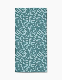 GEOMETRY Aqua Modern Palm Bar Towel