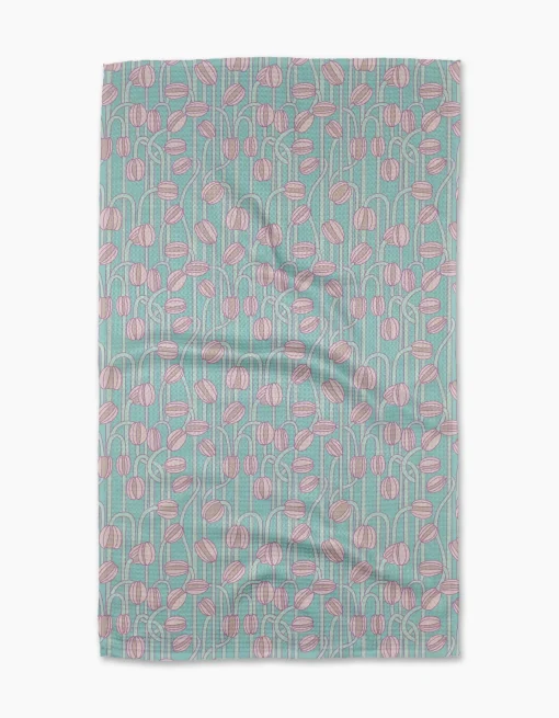 GEOMETRY Aqua Poppy Pods Tea Towel