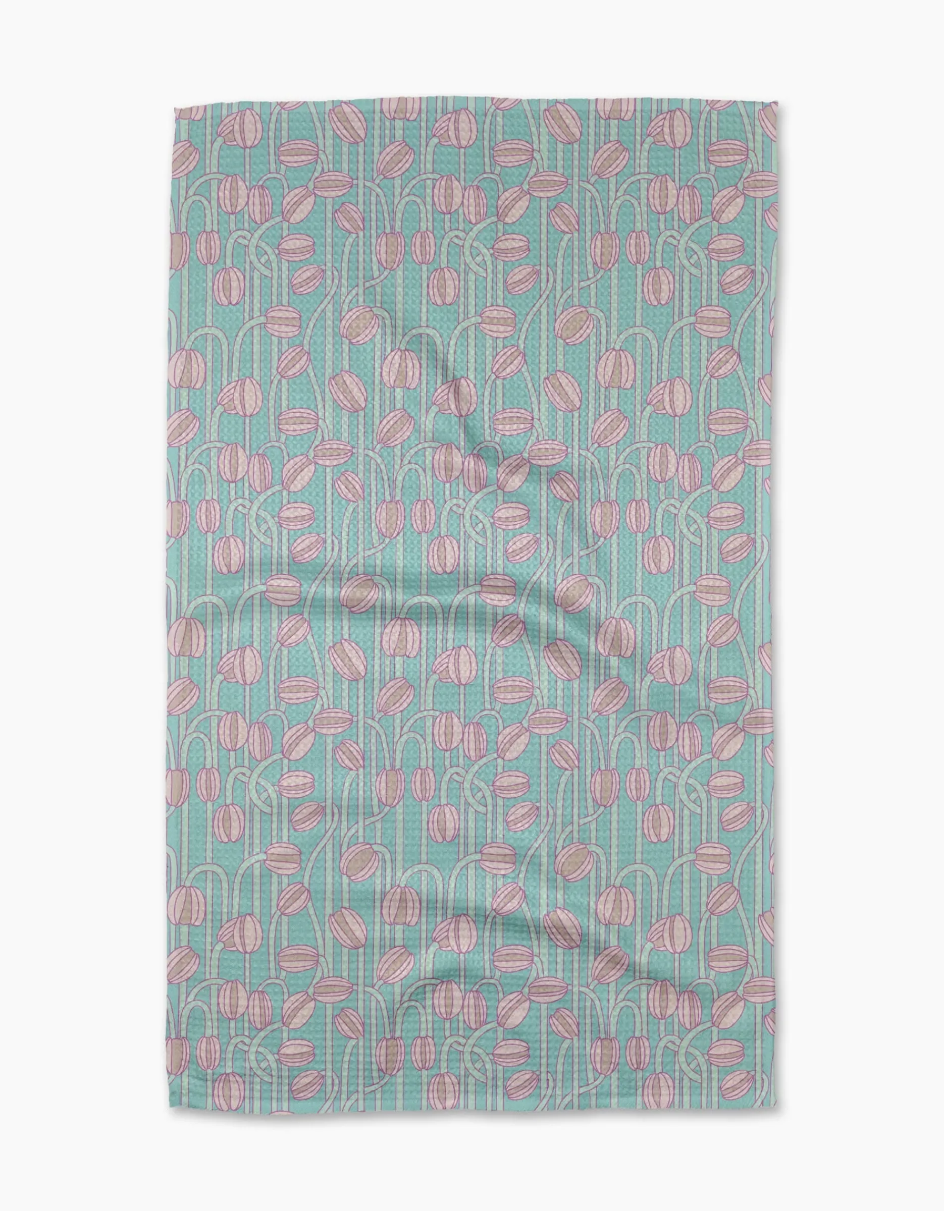 GEOMETRY Aqua Poppy Pods Tea Towel