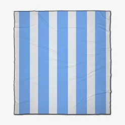 GEOMETRY Blue Block Stripes Beach Blanket