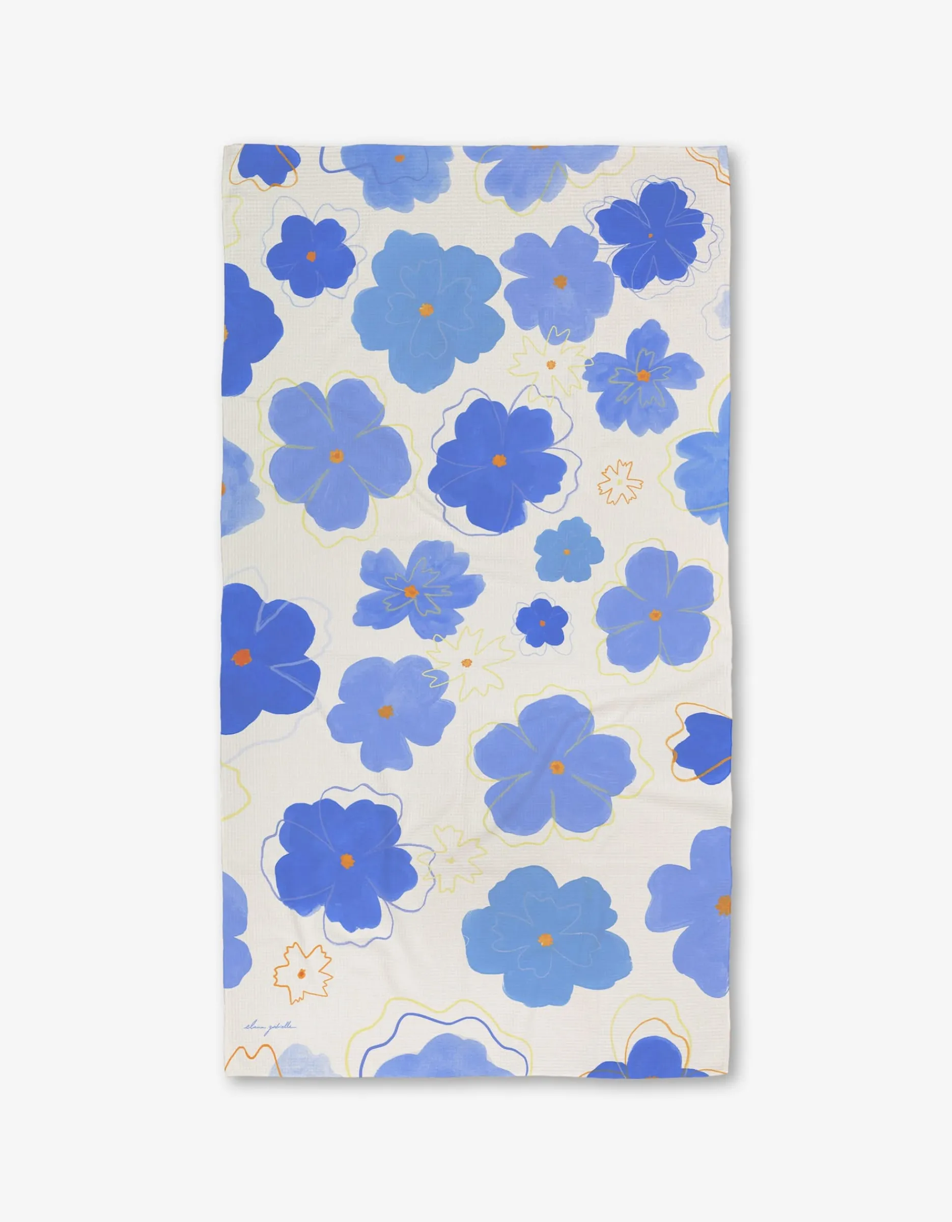 GEOMETRY Blue Blossoms Luxe Bath Towel