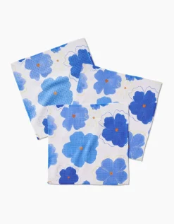 GEOMETRY Blue Blossoms Luxe Washcloth Set