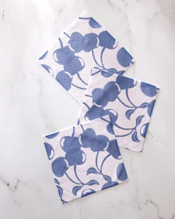 GEOMETRY Blue Cherry Dreams Dishcloth Set