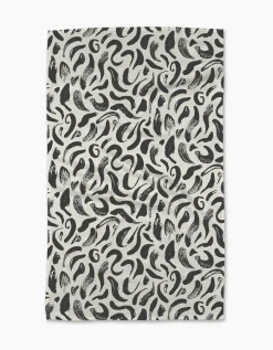 GEOMETRY Brush Strokes Swirls Tea Towel