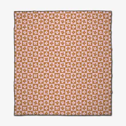 GEOMETRY Burnt Orange Flowers Beach Blanket