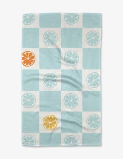 GEOMETRY Citrus Blue Tea Towel