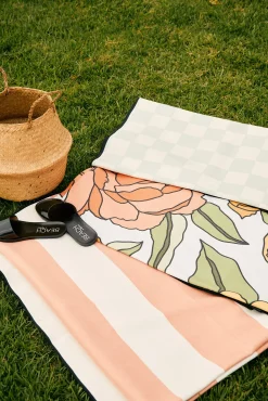 GEOMETRY Coral Block Stripes Beach Blanket