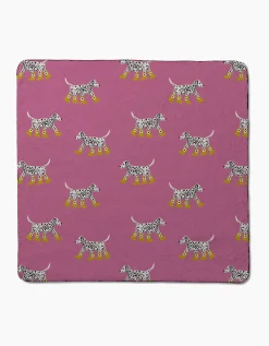 GEOMETRY Dalmatian In Boots Pink Plush Towel