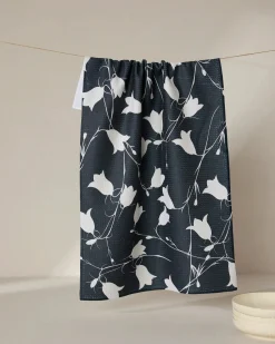 GEOMETRY Dancing Dark Flora Tea Towel