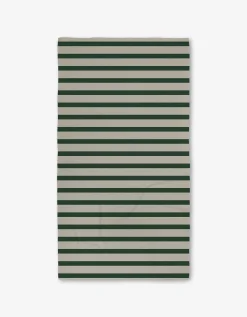 GEOMETRY Deep Green Stripes Luxe Bath Towel