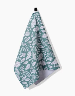 GEOMETRY Fall Mushrooms And Leaves Tea Towel