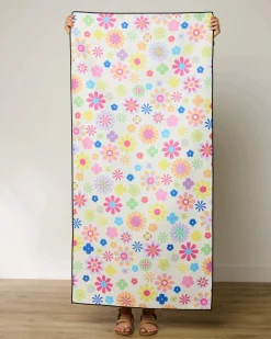 GEOMETRY Far Out Flowers Beach Towel