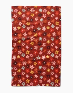 GEOMETRY Field Of Fall Daisies Tea Towel