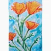 GEOMETRY Golden Poppy Flowers Tea Towel