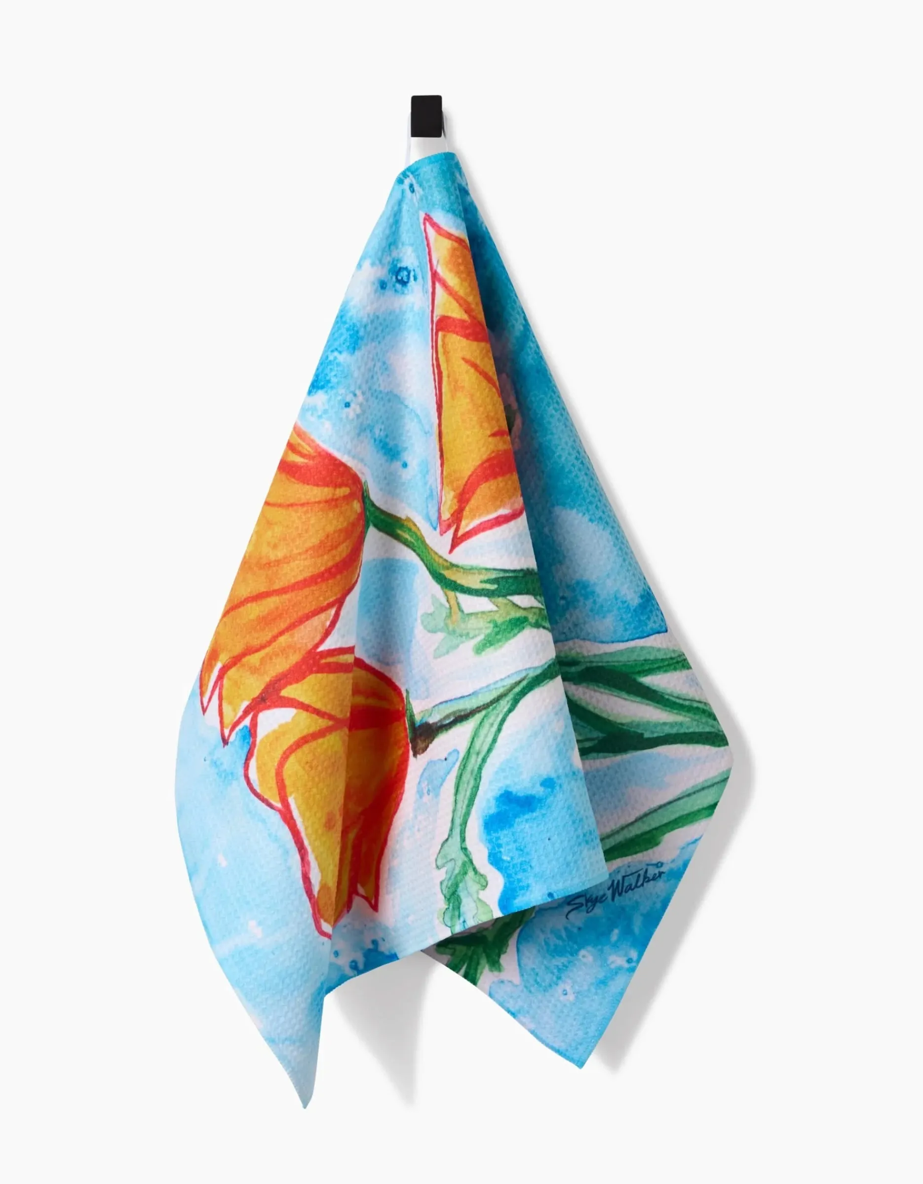 GEOMETRY Golden Poppy Flowers Tea Towel