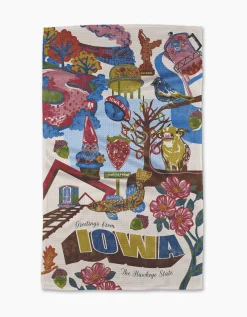 GEOMETRY Greetings From Iowa Tea Towel