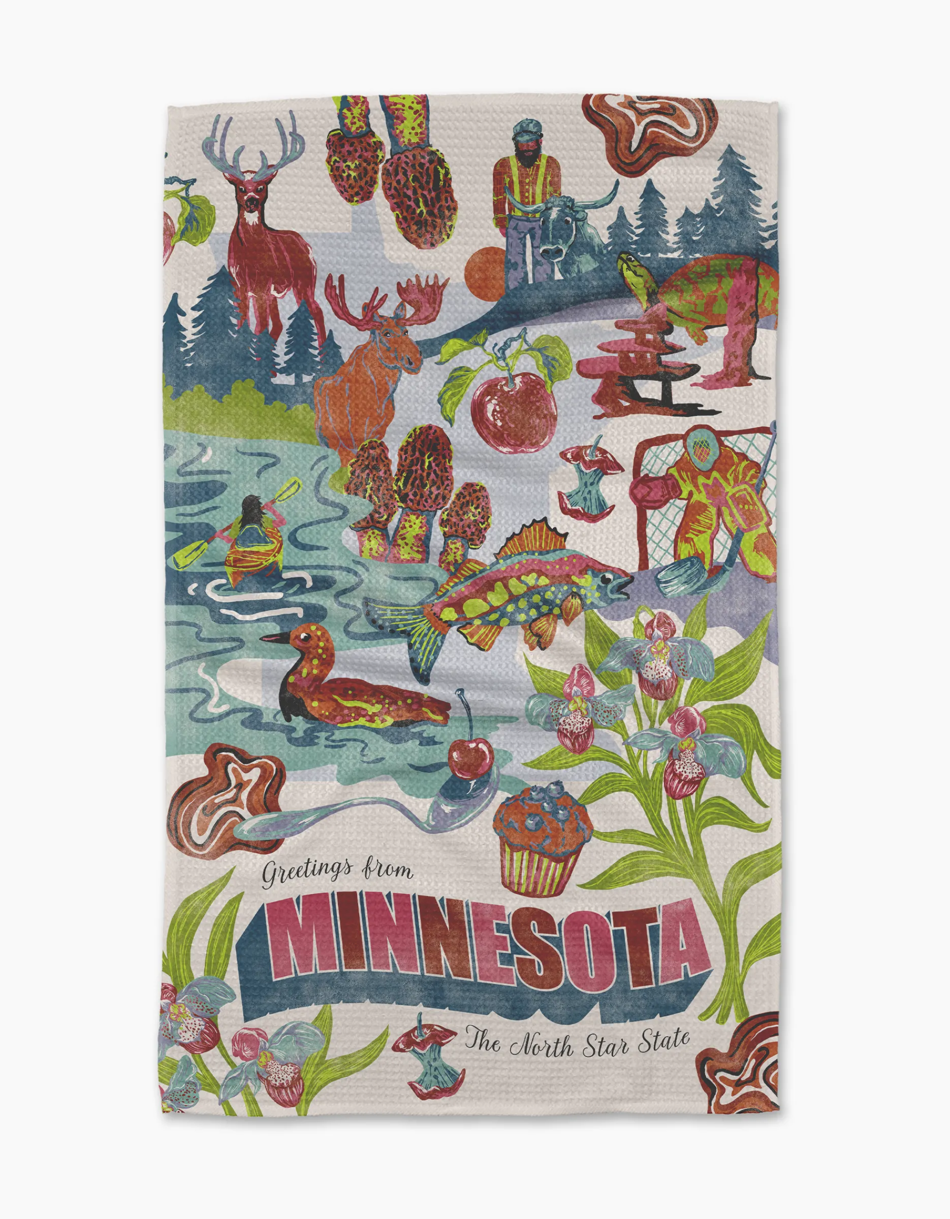 GEOMETRY Greetings From Minnesota Tea Towel