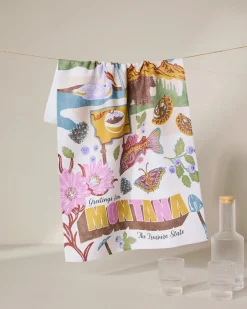 GEOMETRY Greetings From Montana Tea Towel