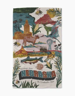 GEOMETRY Greetings From Nebraska Tea Towel