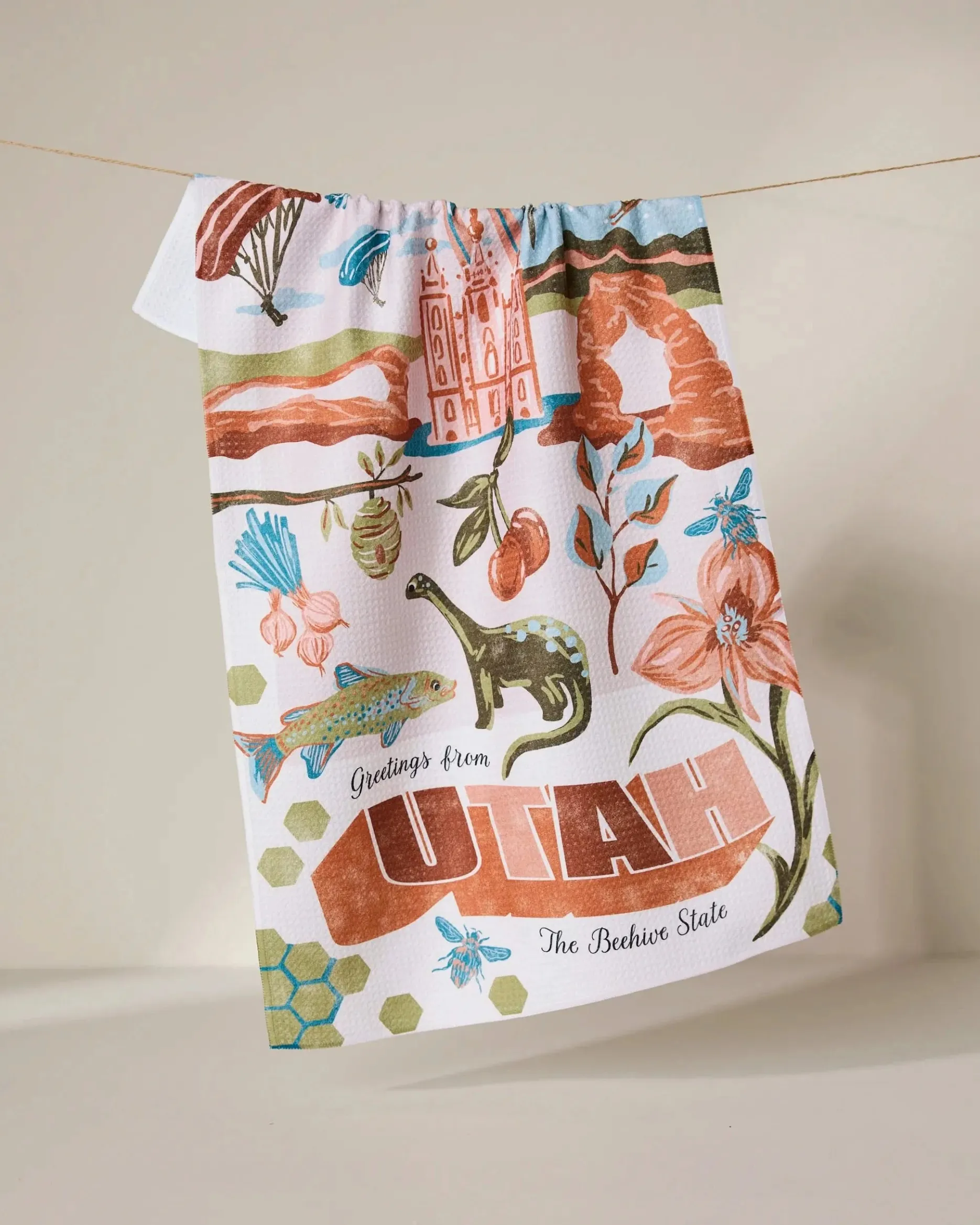 GEOMETRY Greetings From Utah Tea Towel