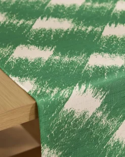 GEOMETRY Hairy Check Green Table Runner