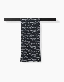 GEOMETRY Halloween Script Black Tea Towel