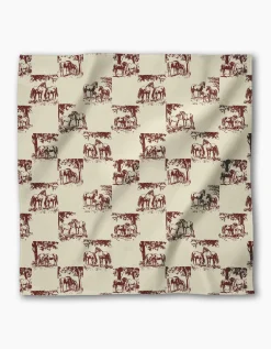 GEOMETRY Horse Check Cream Dinner Napkin Set