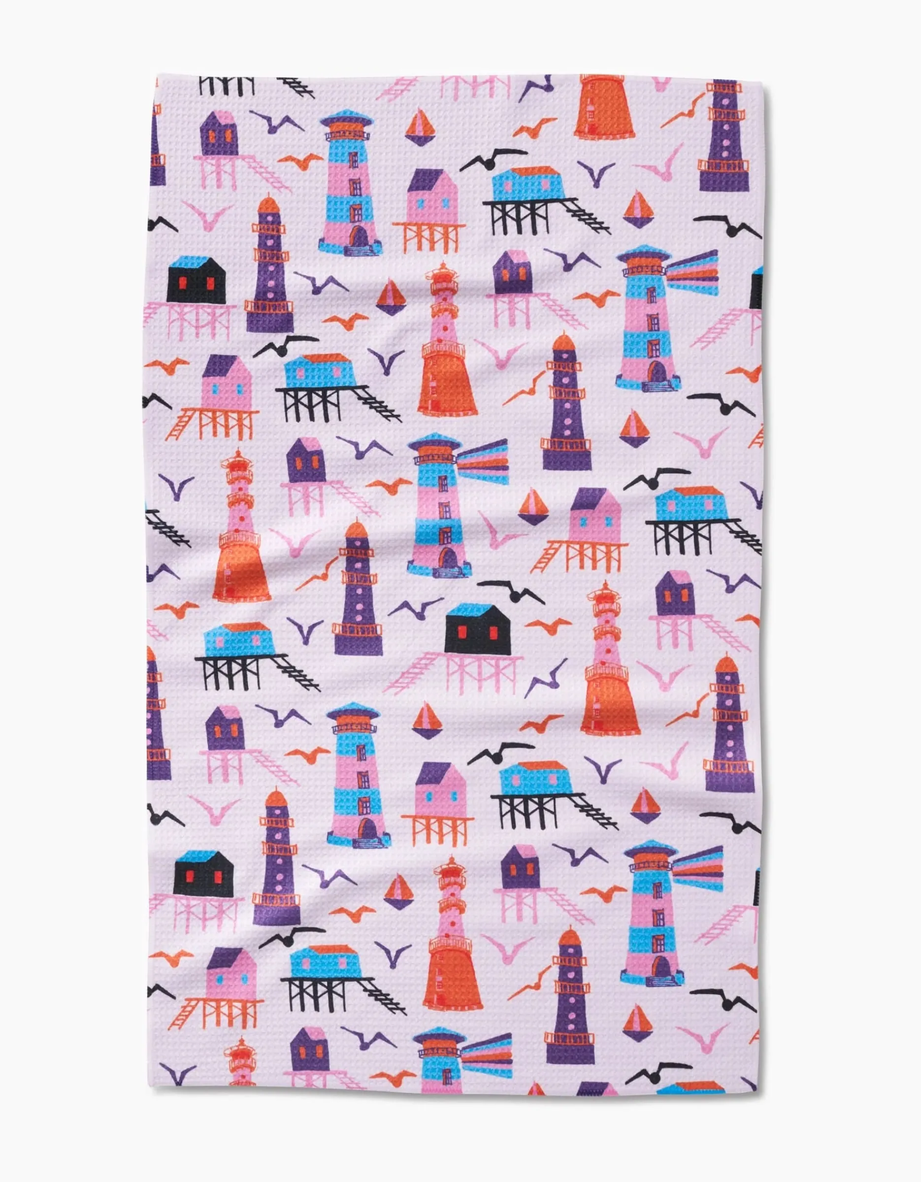GEOMETRY Lighthouse In Pink Tea Towel