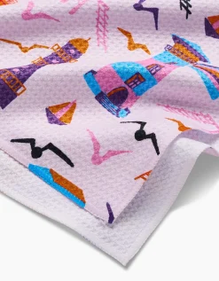 GEOMETRY Lighthouse In Pink Tea Towel