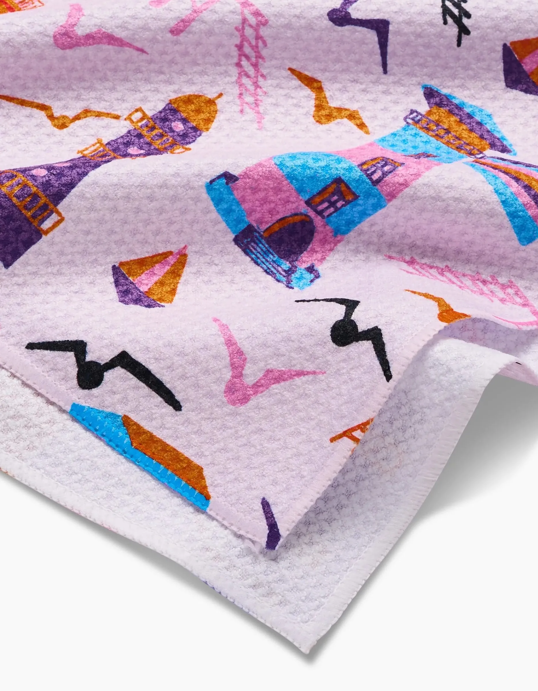 GEOMETRY Lighthouse In Pink Tea Towel