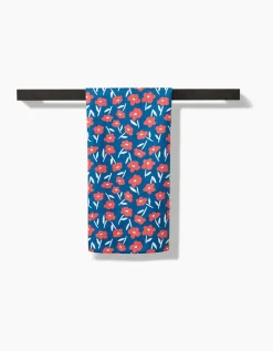 GEOMETRY Luca Daisy Red Tea Towel