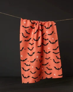 GEOMETRY Midnight Friends Orange Tea Towel