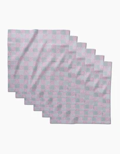 GEOMETRY Mini Flowers and Stripes Check Dinner Napkin Set