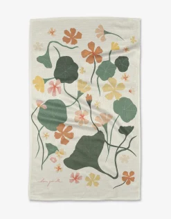 GEOMETRY Nasturtiums Tea Towel