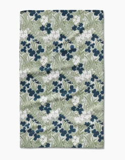 GEOMETRY Navy And Sage Meadow Tea Towel