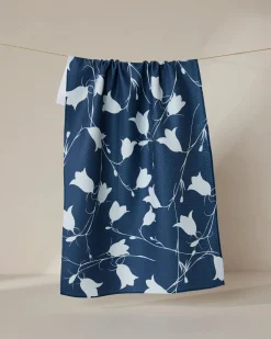 GEOMETRY Navy Dancing Flora Tea Towel