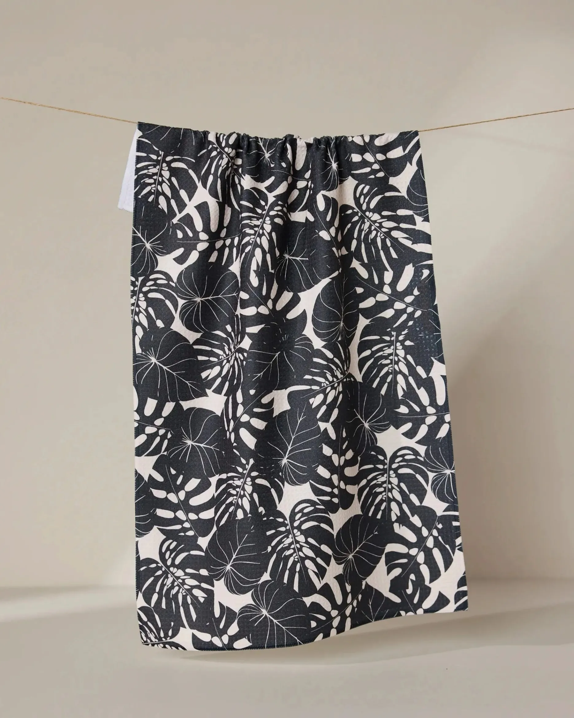 GEOMETRY Neutral Leaves Tea Towel