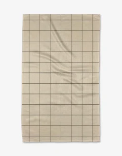 GEOMETRY Oat Grid Tea Towel