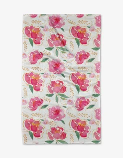 GEOMETRY Pink Peony Tea Towel