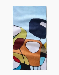 GEOMETRY Poppies on Blue Bar Towel