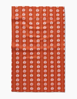 GEOMETRY Pumpkin Pinstripes Tea Towel
