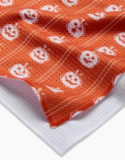 GEOMETRY Pumpkin Pinstripes Tea Towel