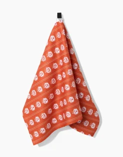 GEOMETRY Pumpkin Pinstripes Tea Towel