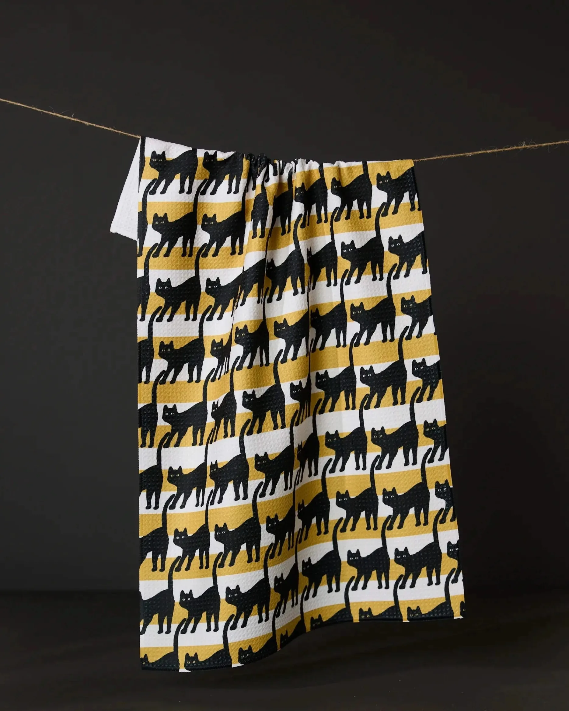 GEOMETRY Salem Cat Stripe Tea Towel