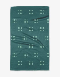 GEOMETRY Seafoam Grid Tea Towel