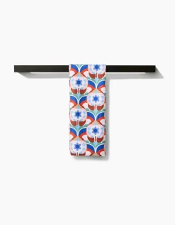 GEOMETRY Seventies Retro Flowers Tea Towel