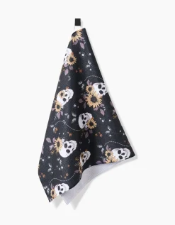 GEOMETRY Skulls In Bloom Tea Towel