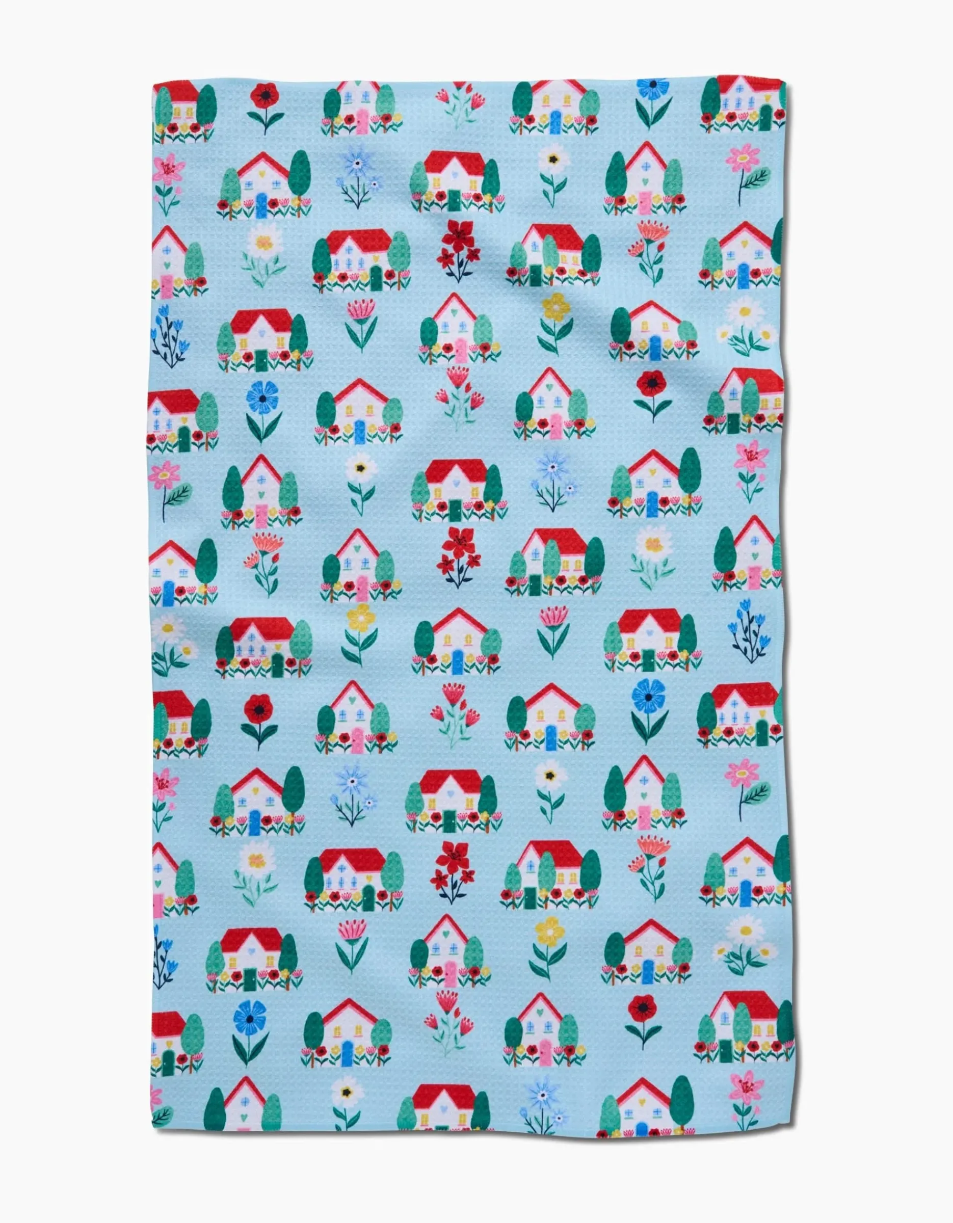GEOMETRY Spring Houses Tea Towel