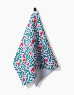 GEOMETRY Spring Wavy Leaves Tea Towel