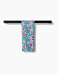 GEOMETRY Spring Wavy Leaves Tea Towel